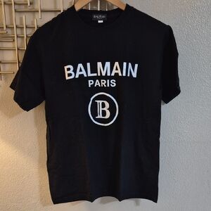 Balmain Black Tee with White Logo